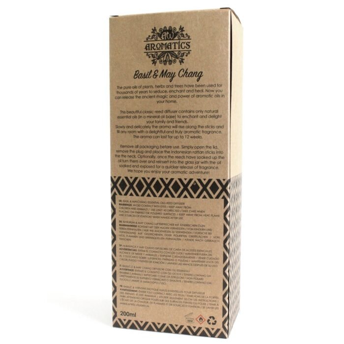 Diffuseur à bâtonnet Basilic & May Chang (200ml) – Image 4